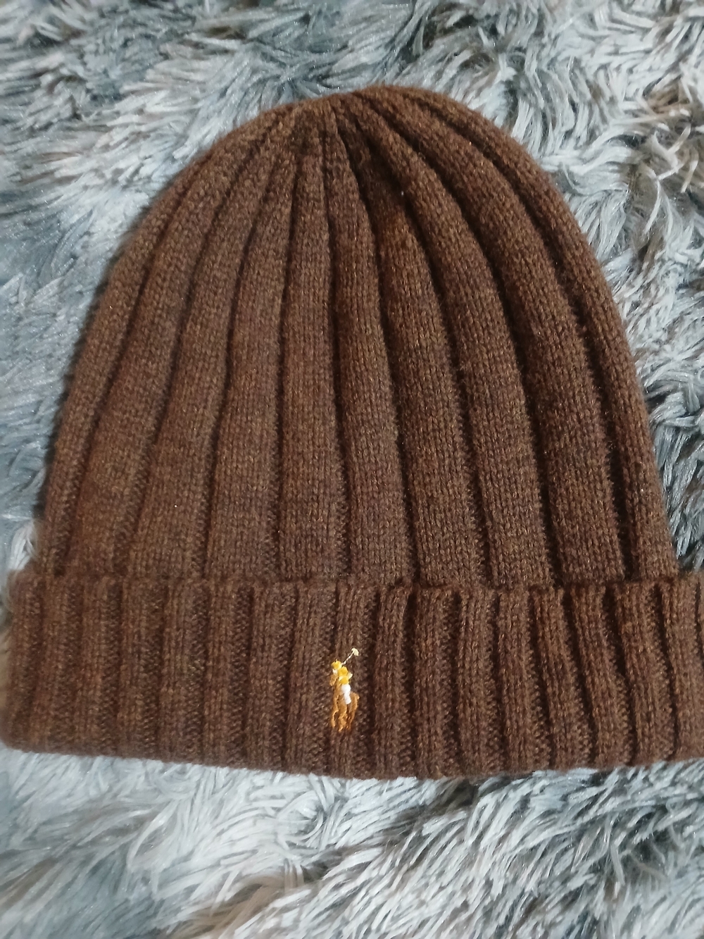 Polo by Ralph Lauren Brown Ribbed Knit Beanie